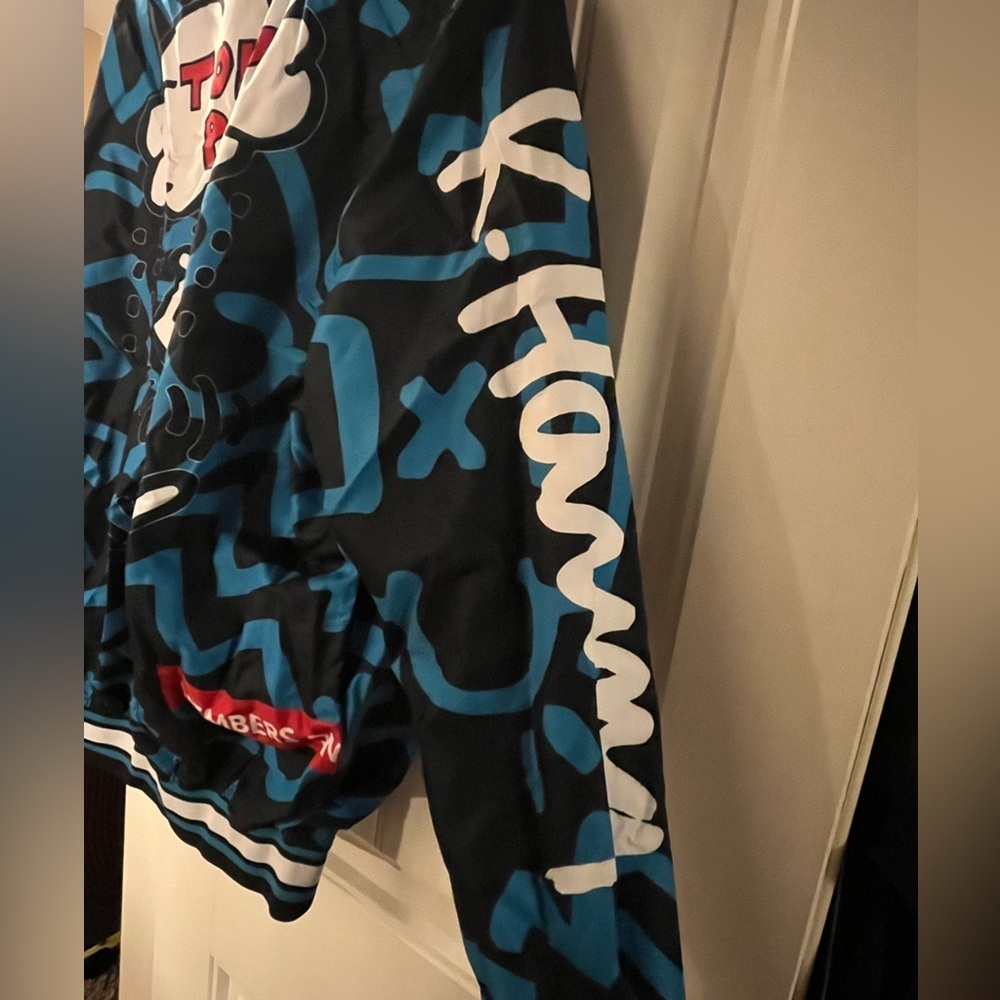 Members Only x Keith Haring Blue &  Black Patterned  Bomber Jacket sz-Large - Picture 8 of 12